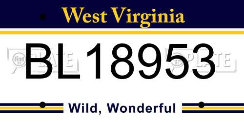 BL18953 West Virginia License Plate