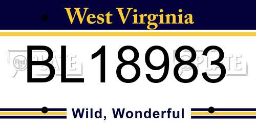 BL18983 West Virginia License Plate