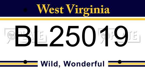BL25019 West Virginia License Plate