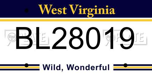 BL28019 West Virginia License Plate