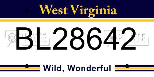 BL28642 West Virginia License Plate