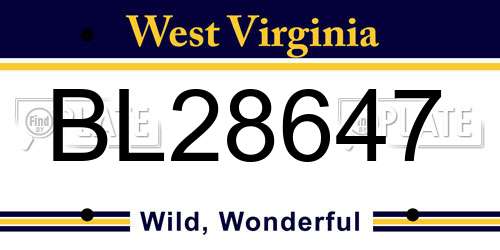 BL28647 West Virginia License Plate