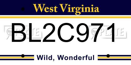 BL2C971 West Virginia License Plate