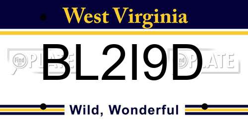 BL2I9D West Virginia License Plate