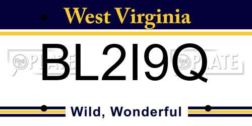 BL2I9Q West Virginia License Plate