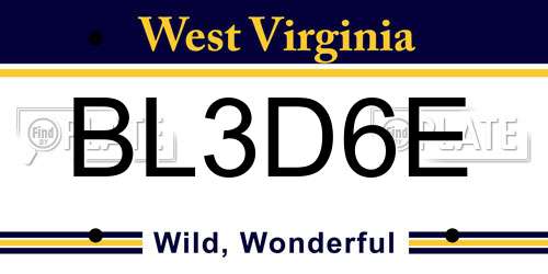 BL3D6E West Virginia License Plate