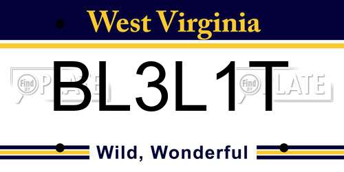 BL3L1T West Virginia License Plate