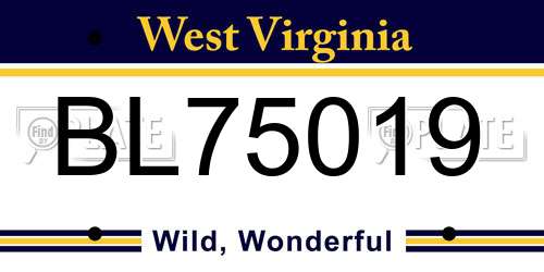 BL75019 West Virginia License Plate