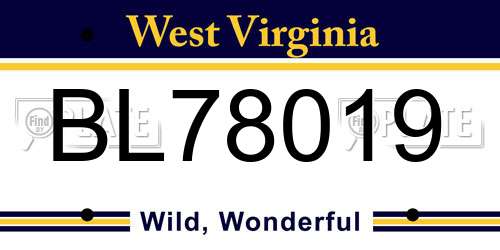 BL78019 West Virginia License Plate