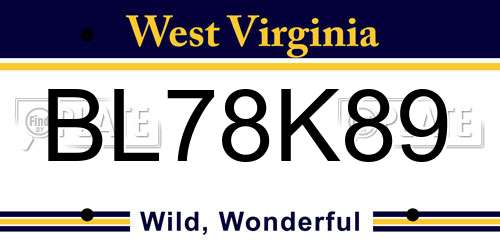 BL78K89 West Virginia License Plate