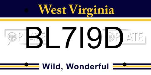 BL7I9D West Virginia License Plate
