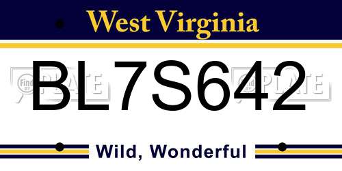 BL7S642 West Virginia License Plate