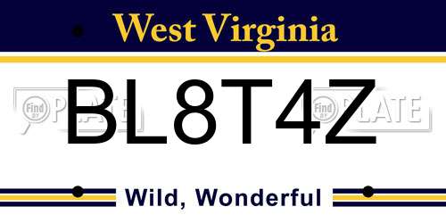 BL8T4Z West Virginia License Plate