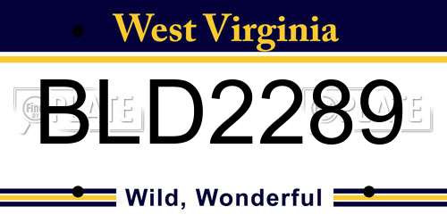 BLD2289 West Virginia License Plate