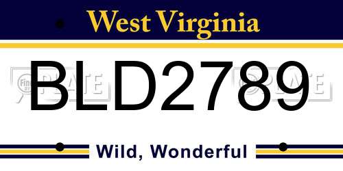 BLD2789 West Virginia License Plate