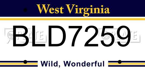 BLD7259 West Virginia License Plate