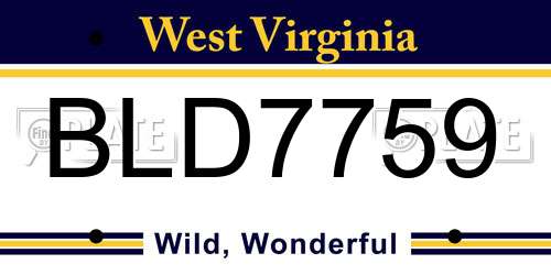 BLD7759 West Virginia License Plate