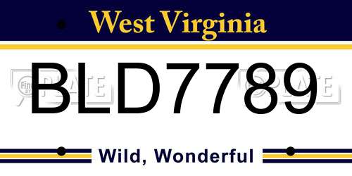 BLD7789 West Virginia License Plate