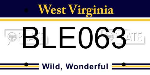 BLE063 West Virginia License Plate