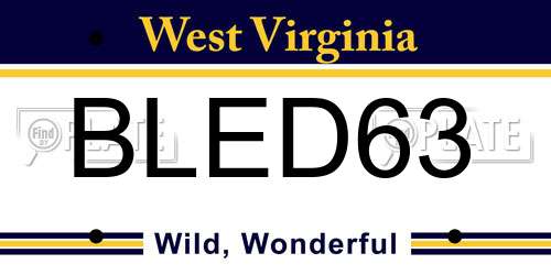 BLED63 West Virginia License Plate