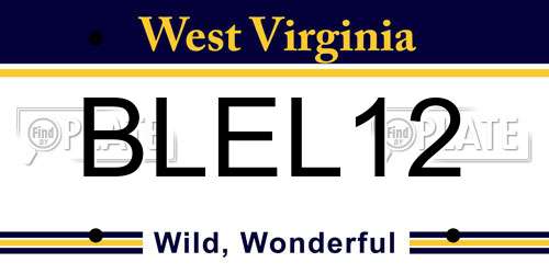 BLEL12 West Virginia License Plate