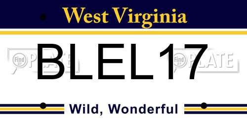 BLEL17 West Virginia License Plate
