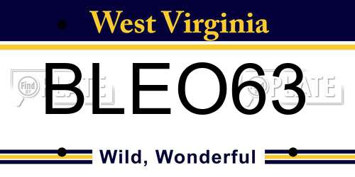 BLEO63 West Virginia License Plate