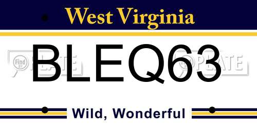 BLEQ63 West Virginia License Plate