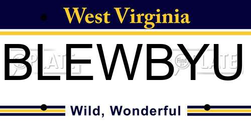 BLEWBYU West Virginia License Plate