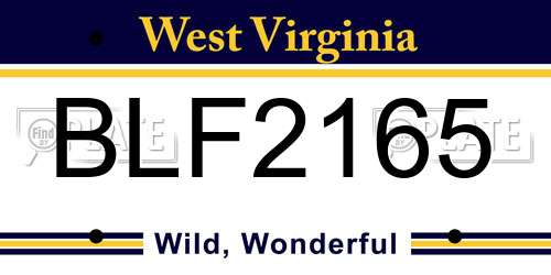 BLF2165 West Virginia License Plate