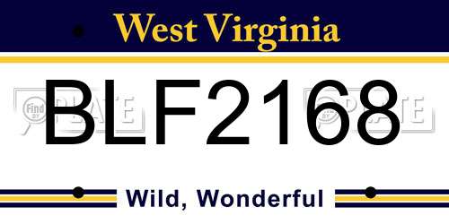 BLF2168 West Virginia License Plate