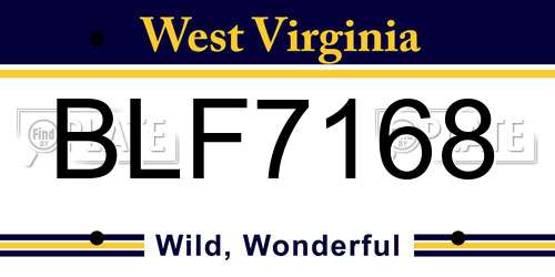 BLF7168 West Virginia License Plate