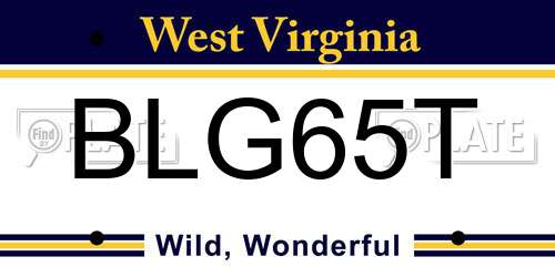 BLG65T West Virginia License Plate