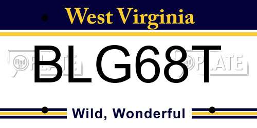 BLG68T West Virginia License Plate