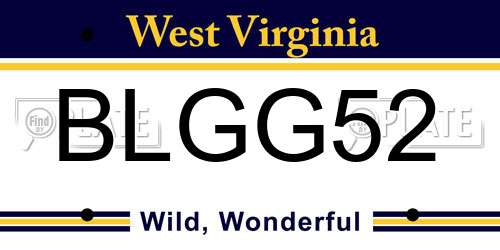 BLGG52 West Virginia License Plate