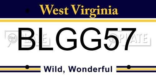 BLGG57 West Virginia License Plate