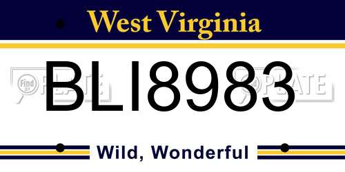 BLI8983 West Virginia License Plate
