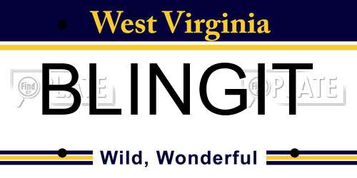 BLINGIT West Virginia License Plate