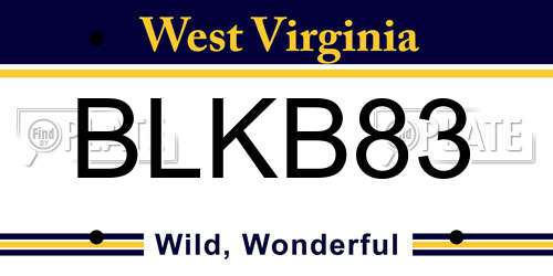 BLKB83 West Virginia License Plate