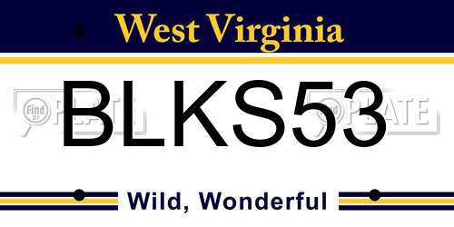 BLKS53 West Virginia License Plate