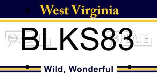 BLKS83 West Virginia License Plate