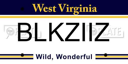 BLKZIIZ West Virginia License Plate
