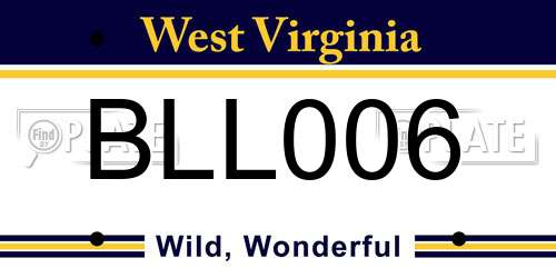 BLL006 West Virginia License Plate