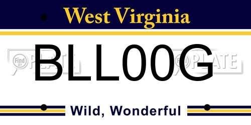BLL00G West Virginia License Plate