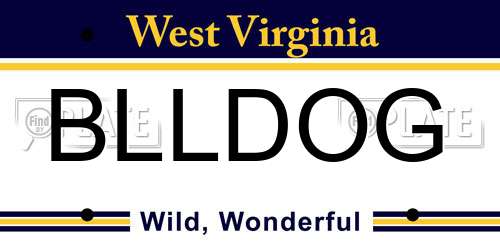 BLLDOG West Virginia License Plate