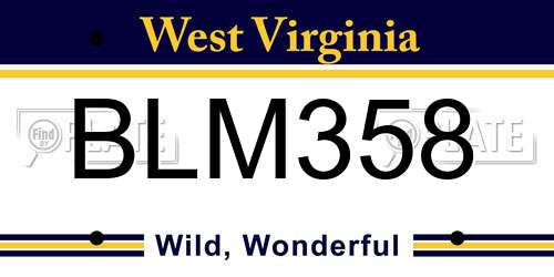 BLM358 West Virginia License Plate