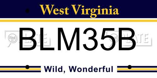 BLM35B West Virginia License Plate