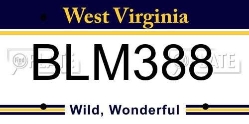 BLM388 West Virginia License Plate