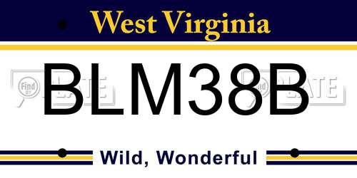 BLM38B West Virginia License Plate