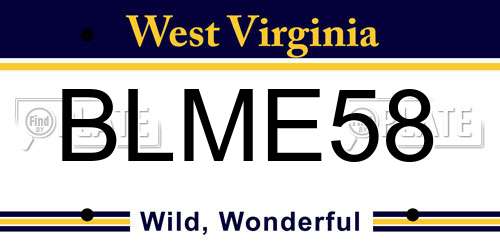 BLME58 West Virginia License Plate